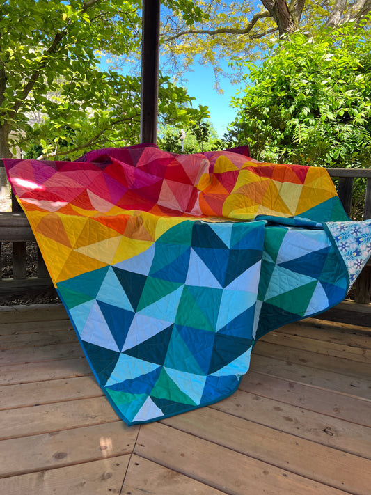 Sun Salutations Quilt Kit in Throw Size w/ Kona Cottons / Pattern by Whole Circle Studio