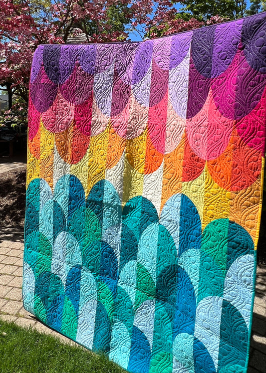 Big Island Sunset Quilt Kit in Large Throw Size w/ Kona Cottons / Pattern by Whole Circle Studio