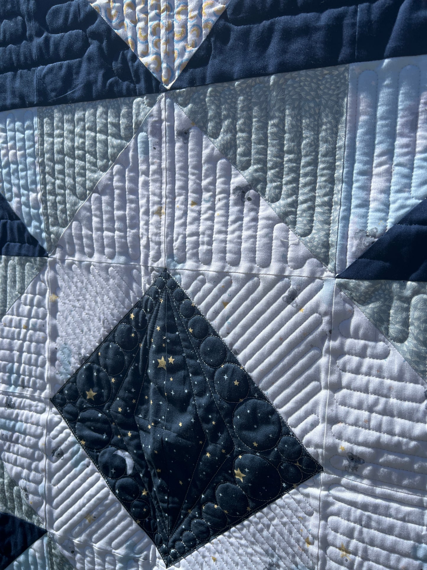 "Squash Blossom" Pre-Cut Baby Quilt Kit in Navy, Blue, and White Koala design / Original Pattern by Lorna Costantini