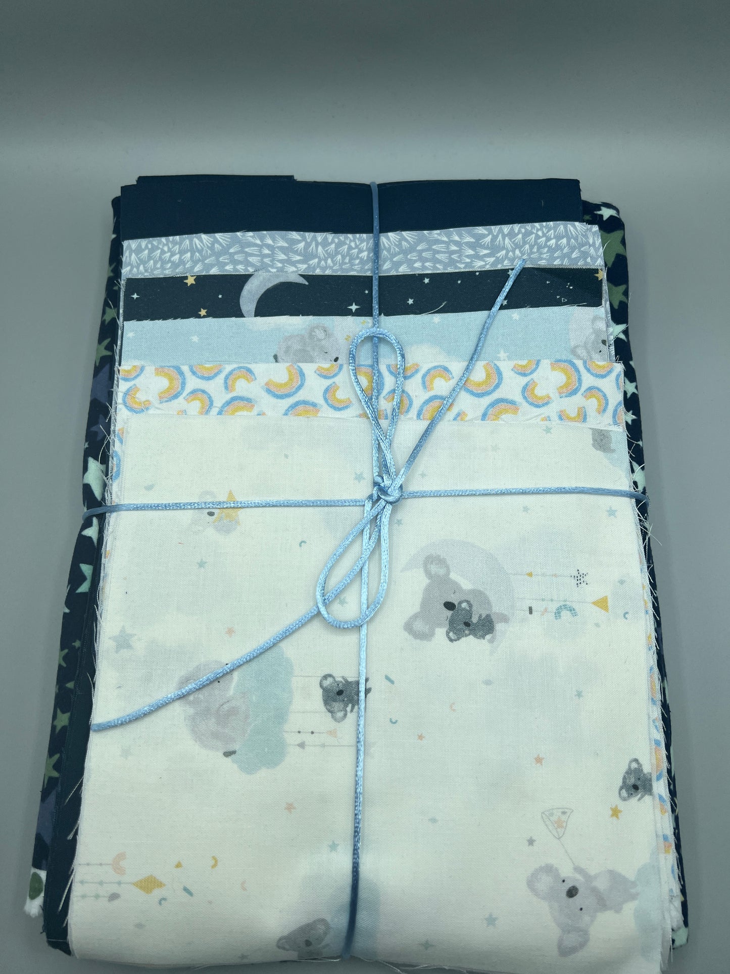 "Squash Blossom" Pre-Cut Baby Quilt Kit in Navy, Blue, and White Koala design / Original Pattern by Lorna Costantini