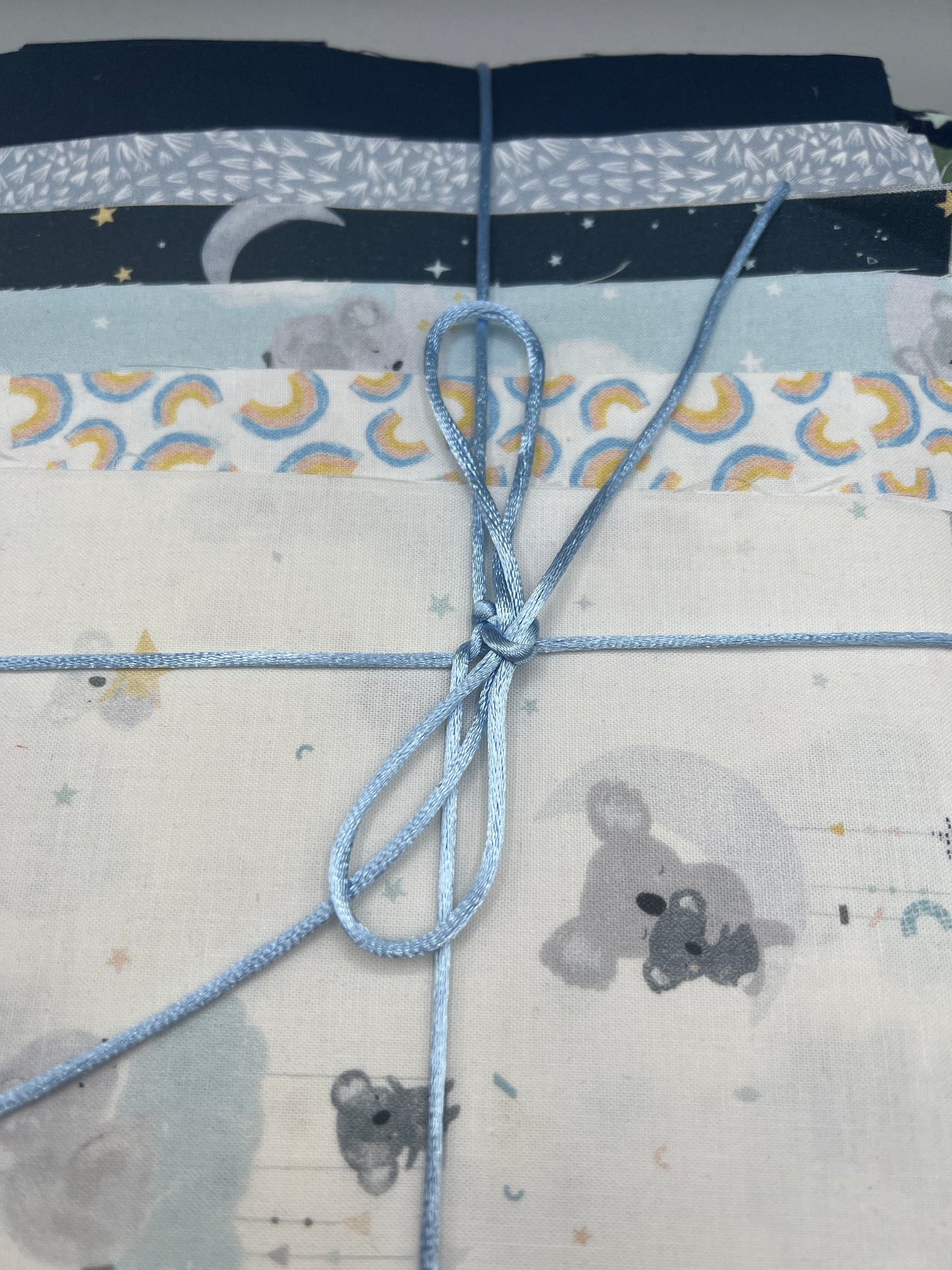"Squash Blossom" Pre-Cut Baby Quilt Kit in Navy, Blue, and White Koala design / Original Pattern by Lorna Costantini