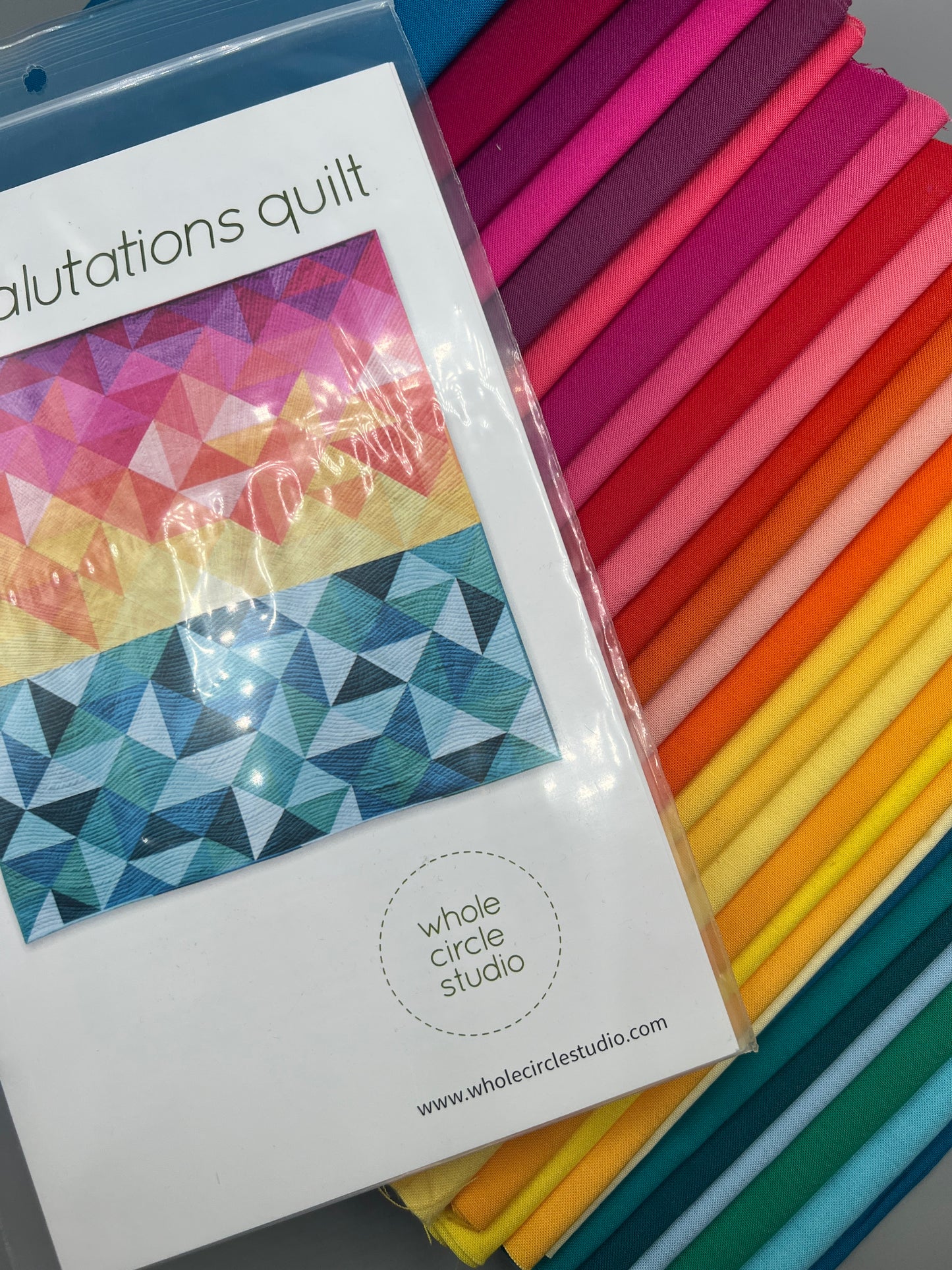 Sun Salutations Quilt Kit in Throw Size w/ Kona Cottons / Pattern by Whole Circle Studio