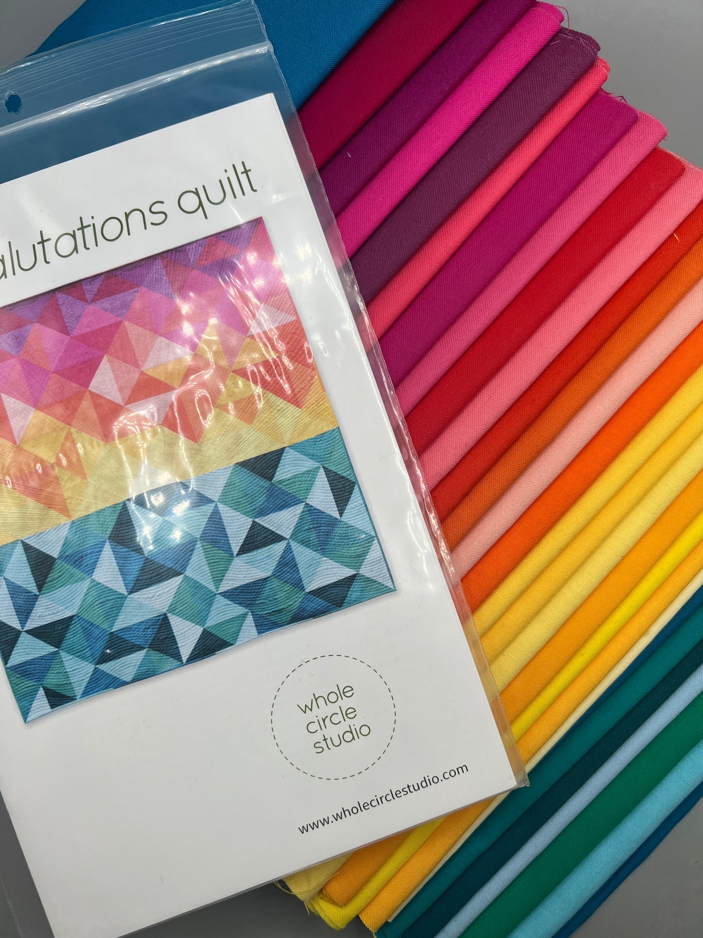 Sun Salutations Quilt Kit in Throw Size w/ Kona Cottons / Pattern by Whole Circle Studio