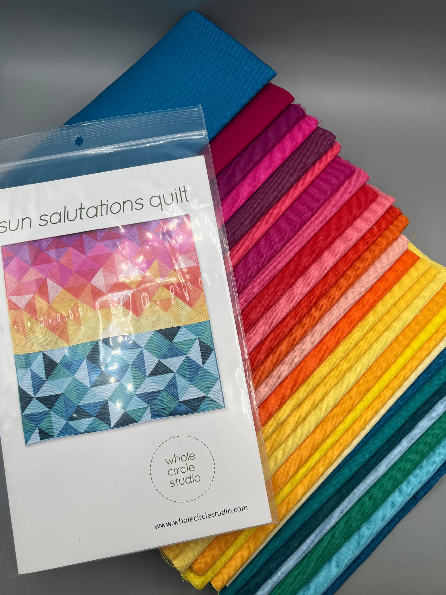 Sun Salutations Quilt Kit in Throw Size w/ Kona Cottons / Pattern by Whole Circle Studio