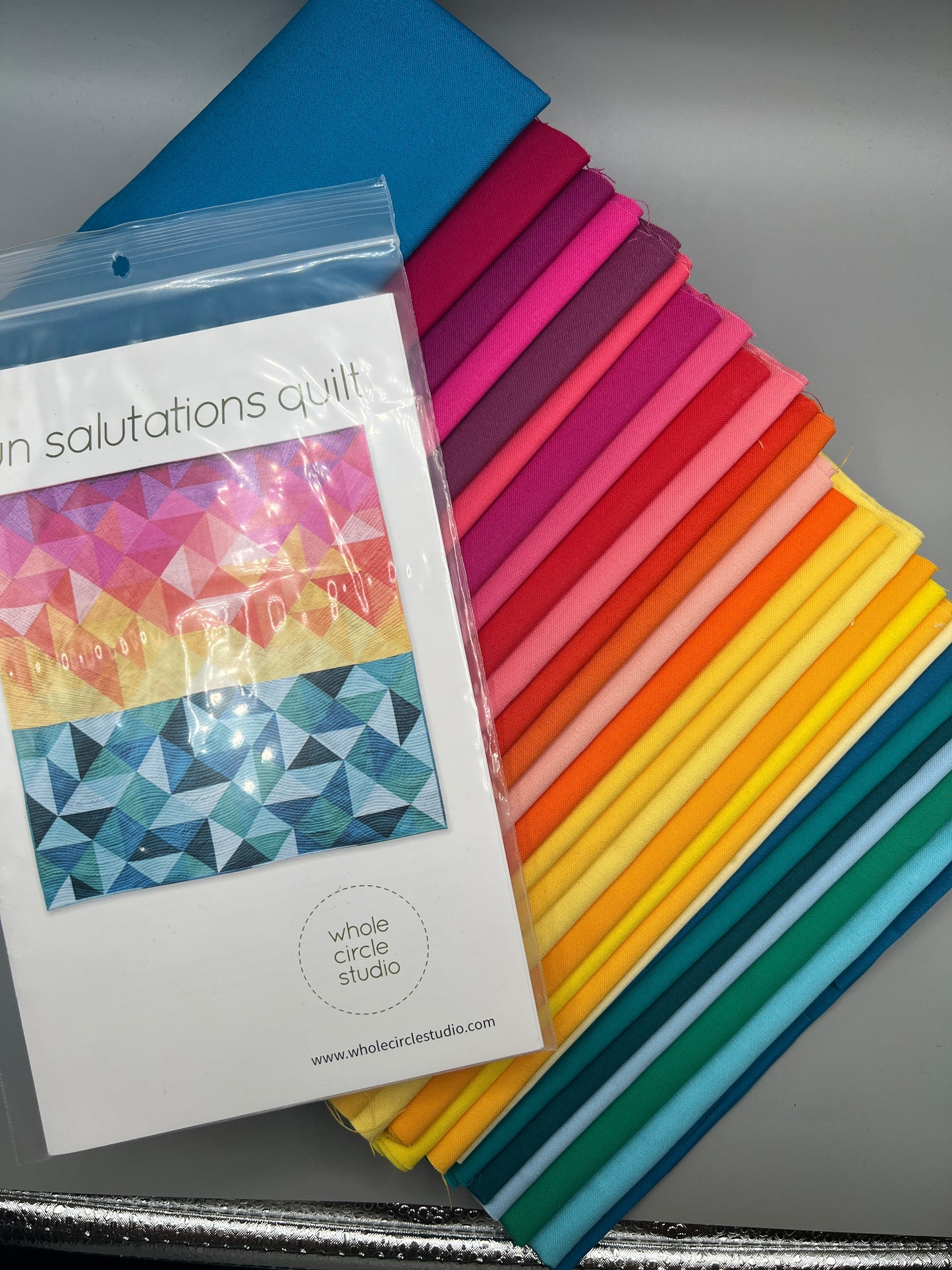 Sun Salutations Quilt Kit in Throw Size w/ Kona Cottons / Pattern by Whole Circle Studio