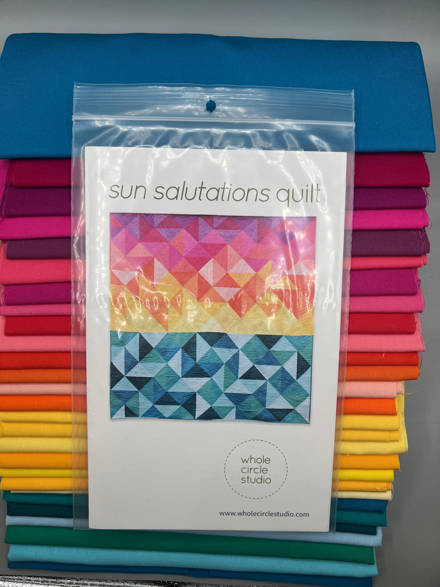 Sun Salutations Quilt Kit in Throw Size w/ Kona Cottons / Pattern by Whole Circle Studio