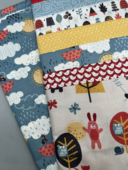 Windy Day (Fall) Whimsical Children's Print Complete Quilt Kits & Pattern  - Baby Size  / Pattern Included