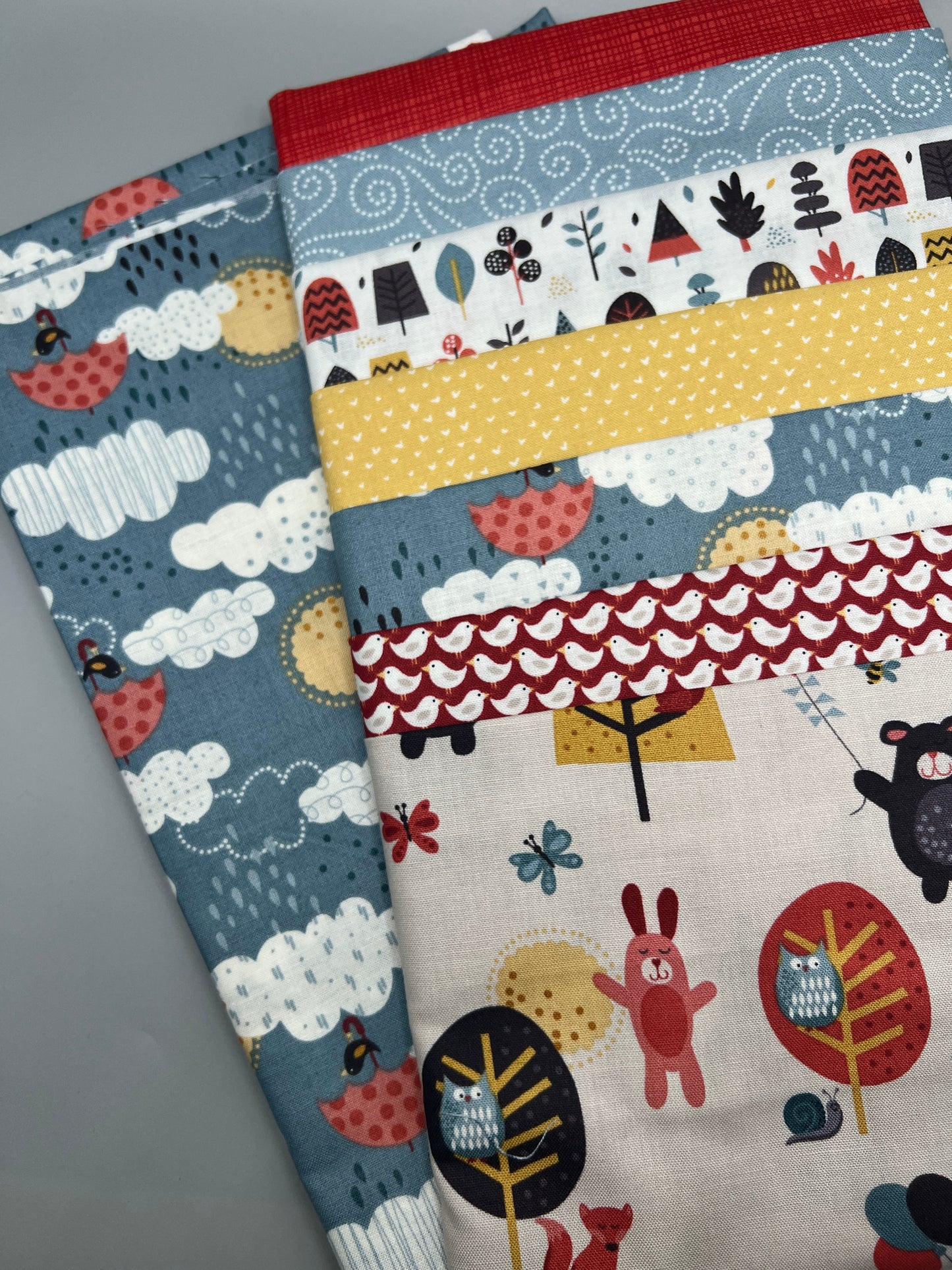 Windy Day (Fall) Whimsical Children's Print Complete Quilt Kits & Pattern  - Baby Size  / Pattern Included