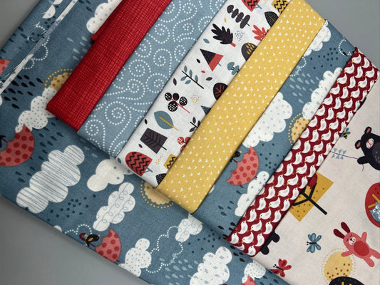 Windy Day (Fall) Whimsical Children's Print Complete Quilt Kits & Pattern  - Baby Size  / Pattern Included