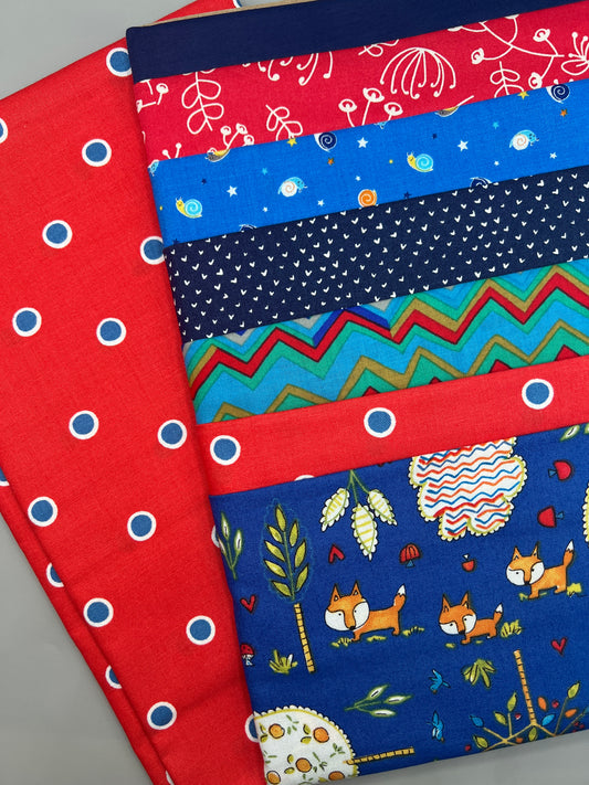 Playful Foxes & Whimsical Children's Print Fabric Complete Quilt Kits; Pattern - Baby Size / Pattern Included