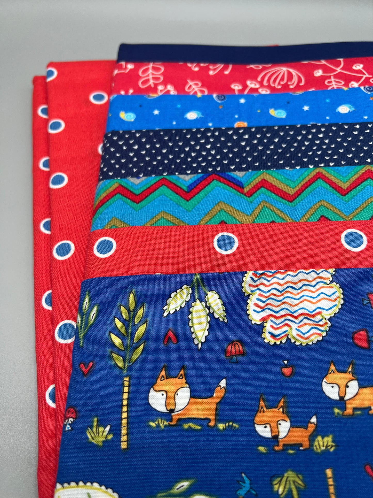 Playful Foxes & Whimsical Children's Print Fabric Complete Quilt Kits; Pattern - Baby Size / Pattern Included