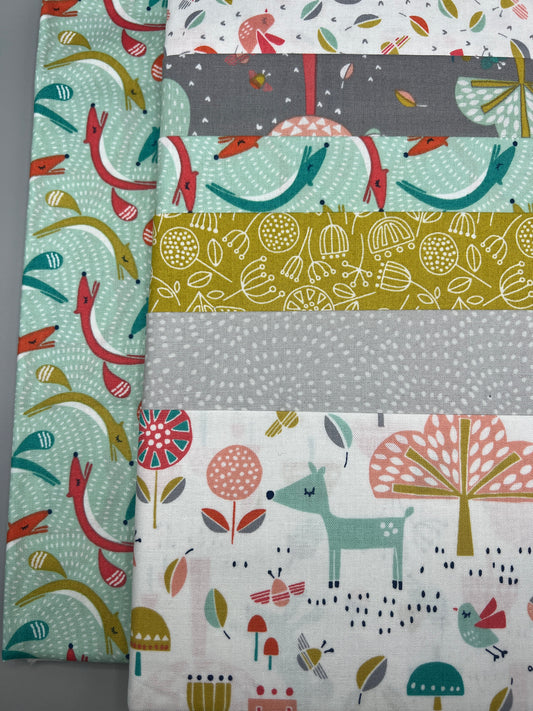Fablewood Whimsical Children's Print Fabric Complete Quilt Kits & Pattern  - Baby Size  / Pattern Included