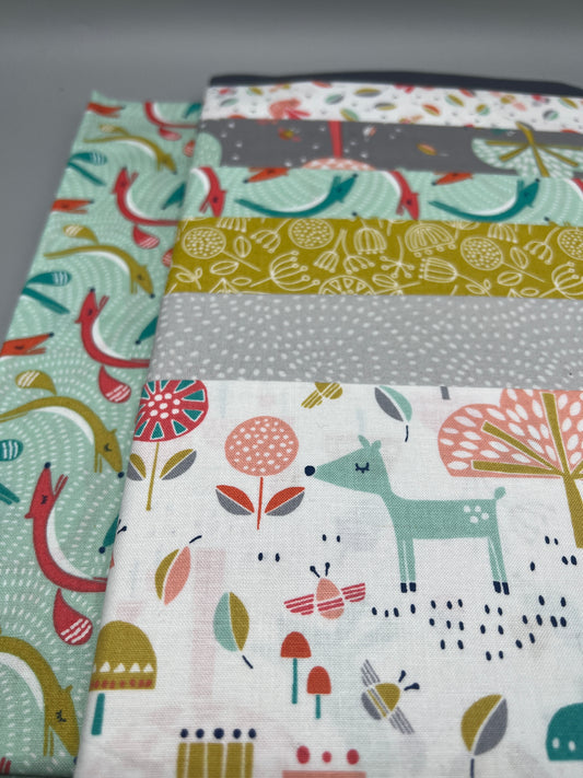 Fablewood Whimsical Children's Print Fabric Complete Quilt Kits & Pattern  - Baby Size  / Pattern Included