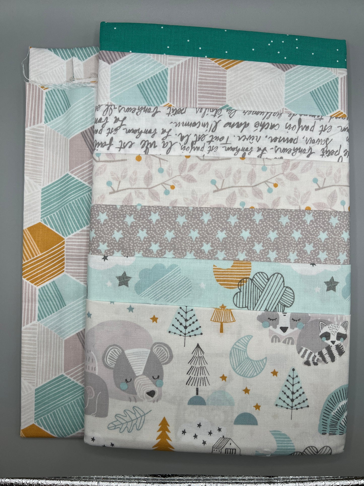 Sweet Dreams (Teal) Whimsical Children's Print Fabric Complete Quilt Kits & Pattern  - Baby Size  / Pattern Included