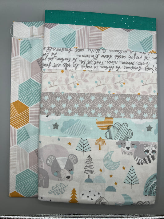 Sweet Dreams (Teal) Whimsical Children's Print Fabric Complete Quilt Kits & Pattern  - Baby Size  / Pattern Included