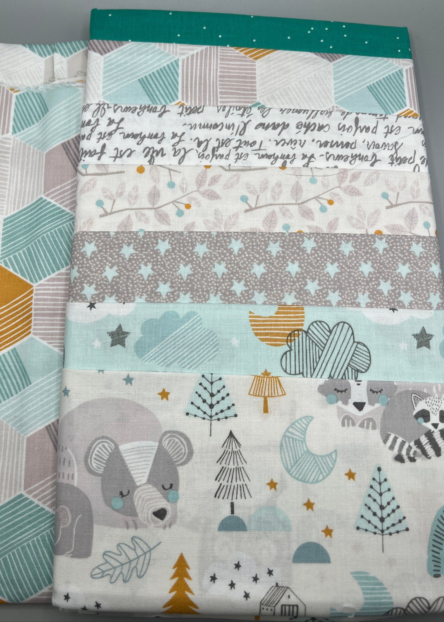 Sweet Dreams (Teal) Whimsical Children's Print Fabric Complete Quilt Kits & Pattern  - Baby Size  / Pattern Included
