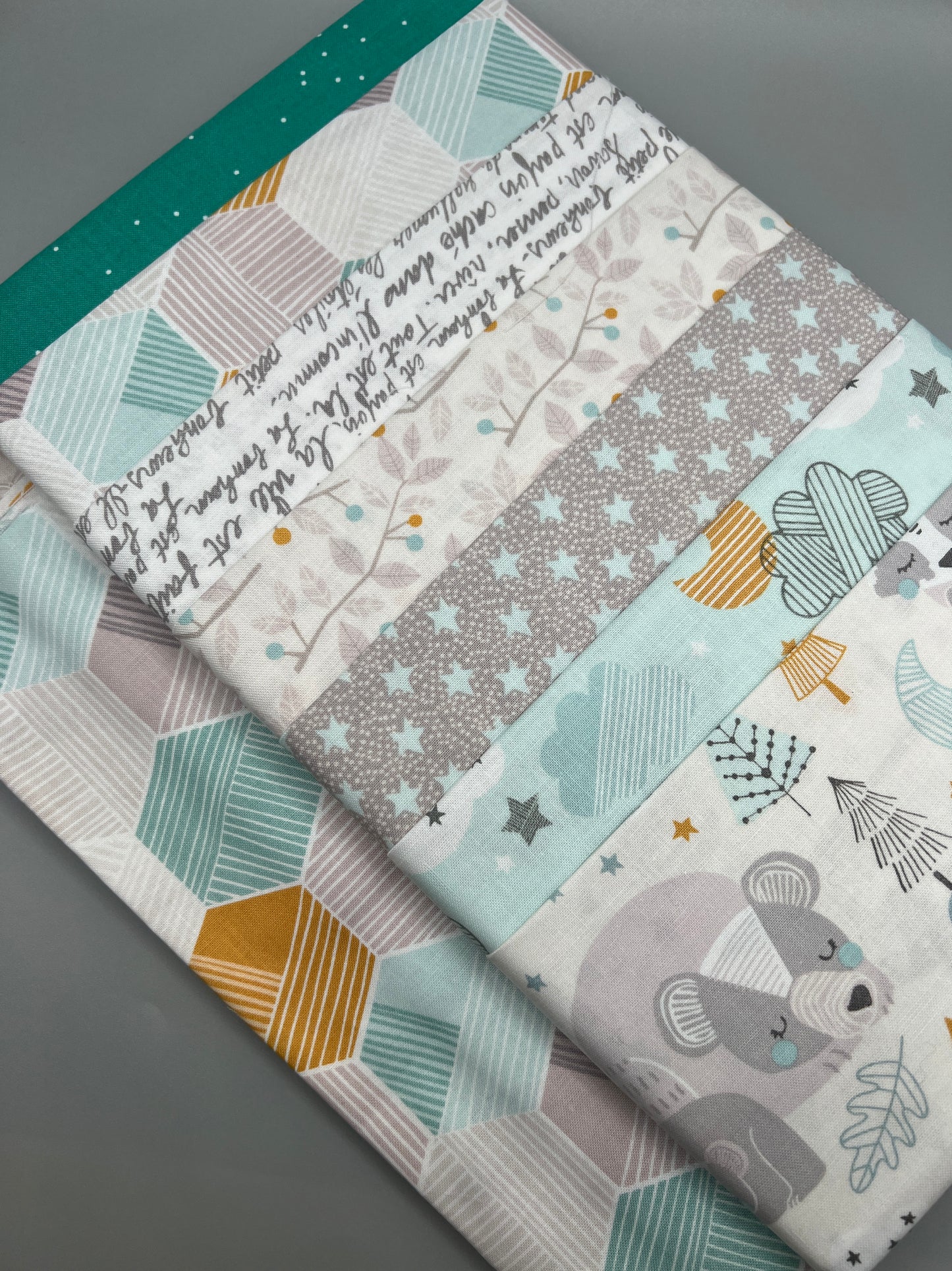 Sweet Dreams (Teal) Whimsical Children's Print Fabric Complete Quilt Kits & Pattern  - Baby Size  / Pattern Included
