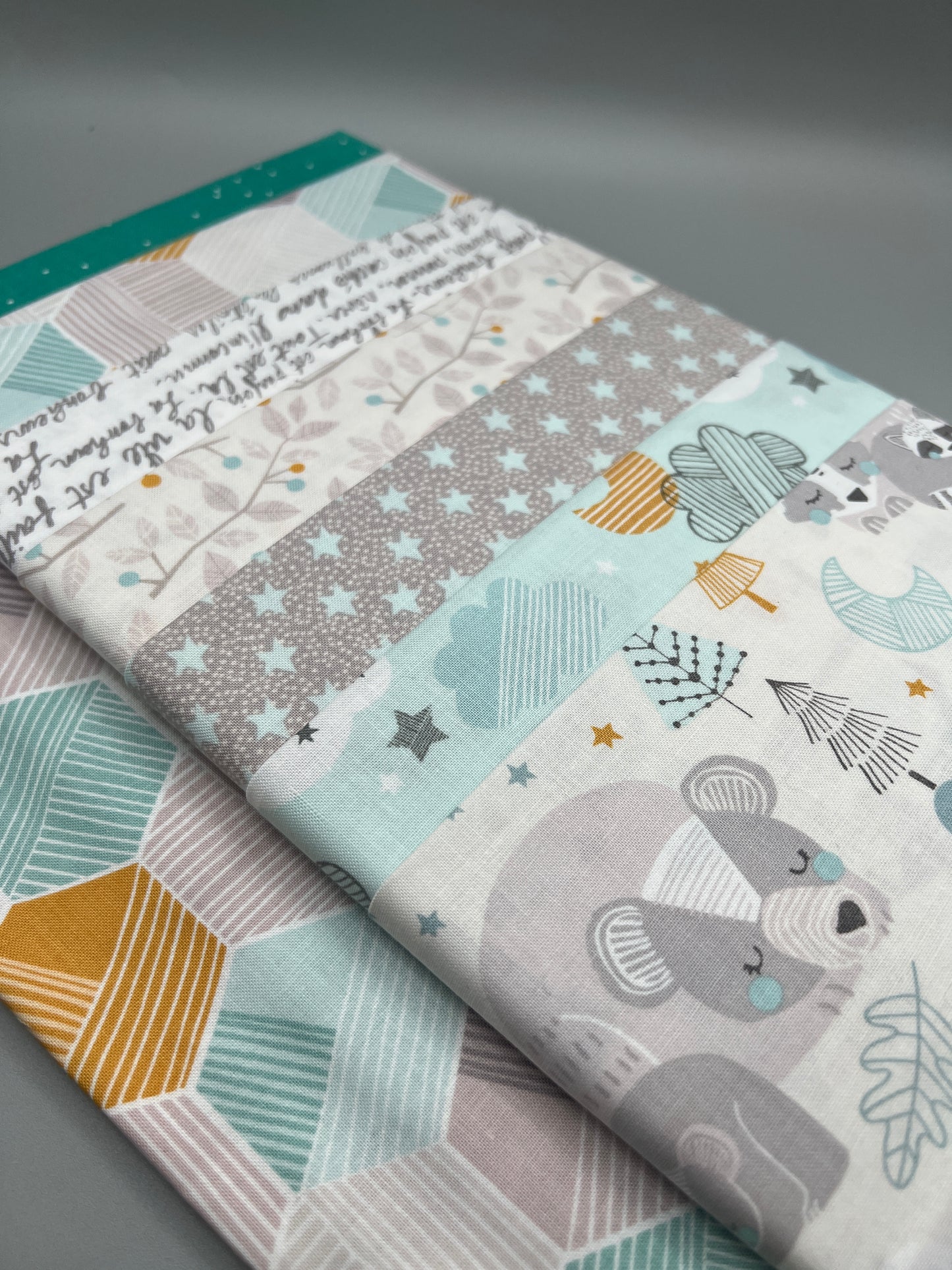 Sweet Dreams (Teal) Whimsical Children's Print Fabric Complete Quilt Kits & Pattern  - Baby Size  / Pattern Included