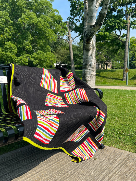 Memories of Windmills - Custom Handmade Throw Quilt by Karen Jantz 58" x 64"