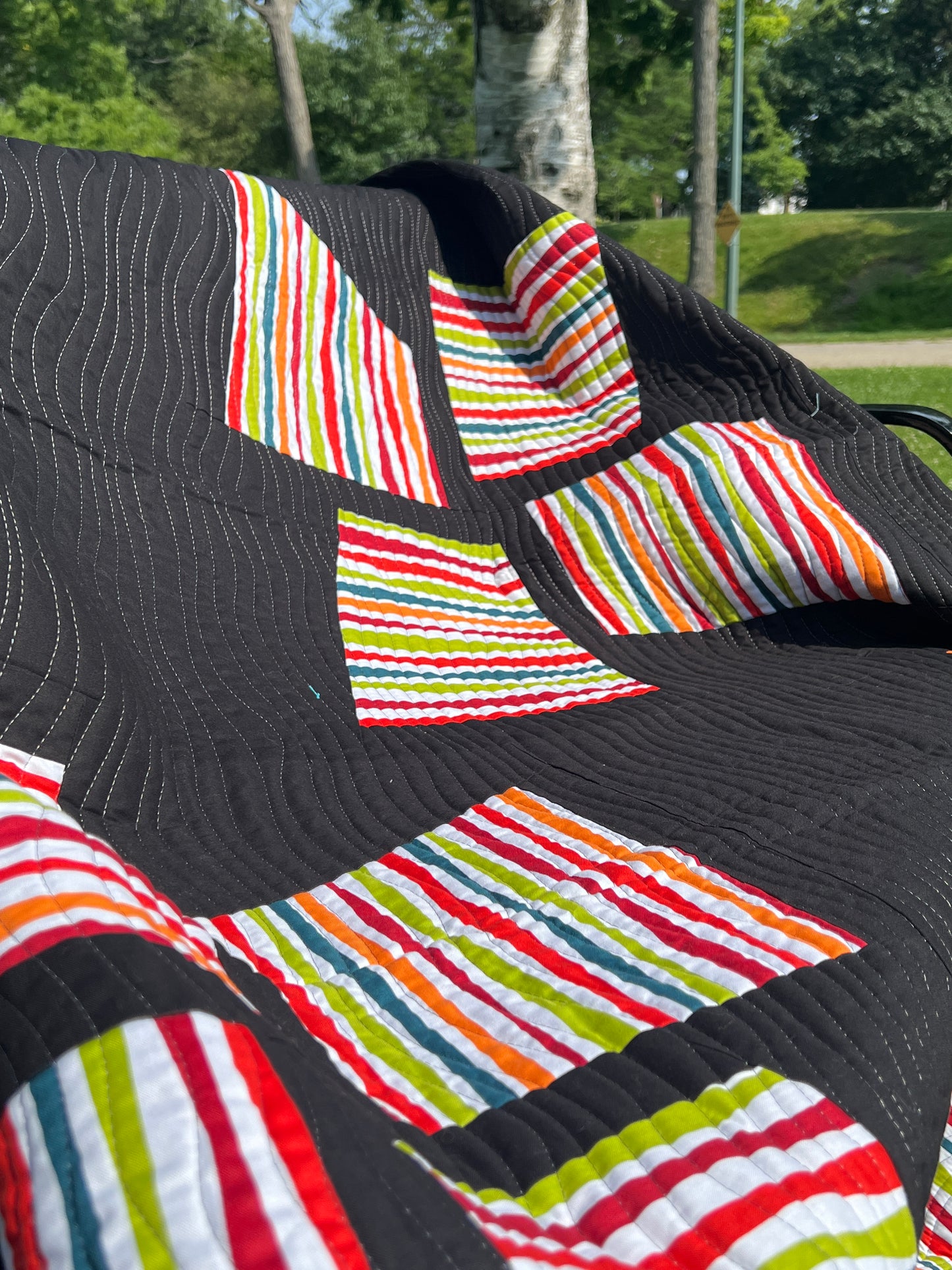 Memories of Windmills - Custom Handmade Throw Quilt by Karen Jantz 58" x 64"