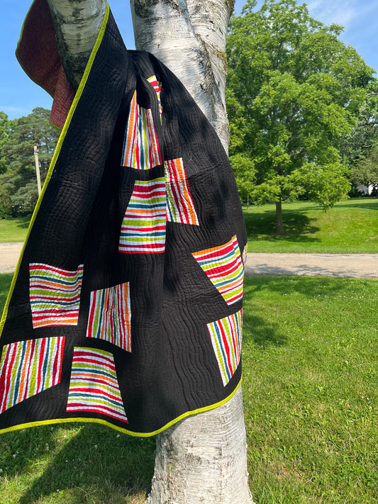 Memories of Windmills - Custom Handmade Throw Quilt by Karen Jantz 58" x 64"