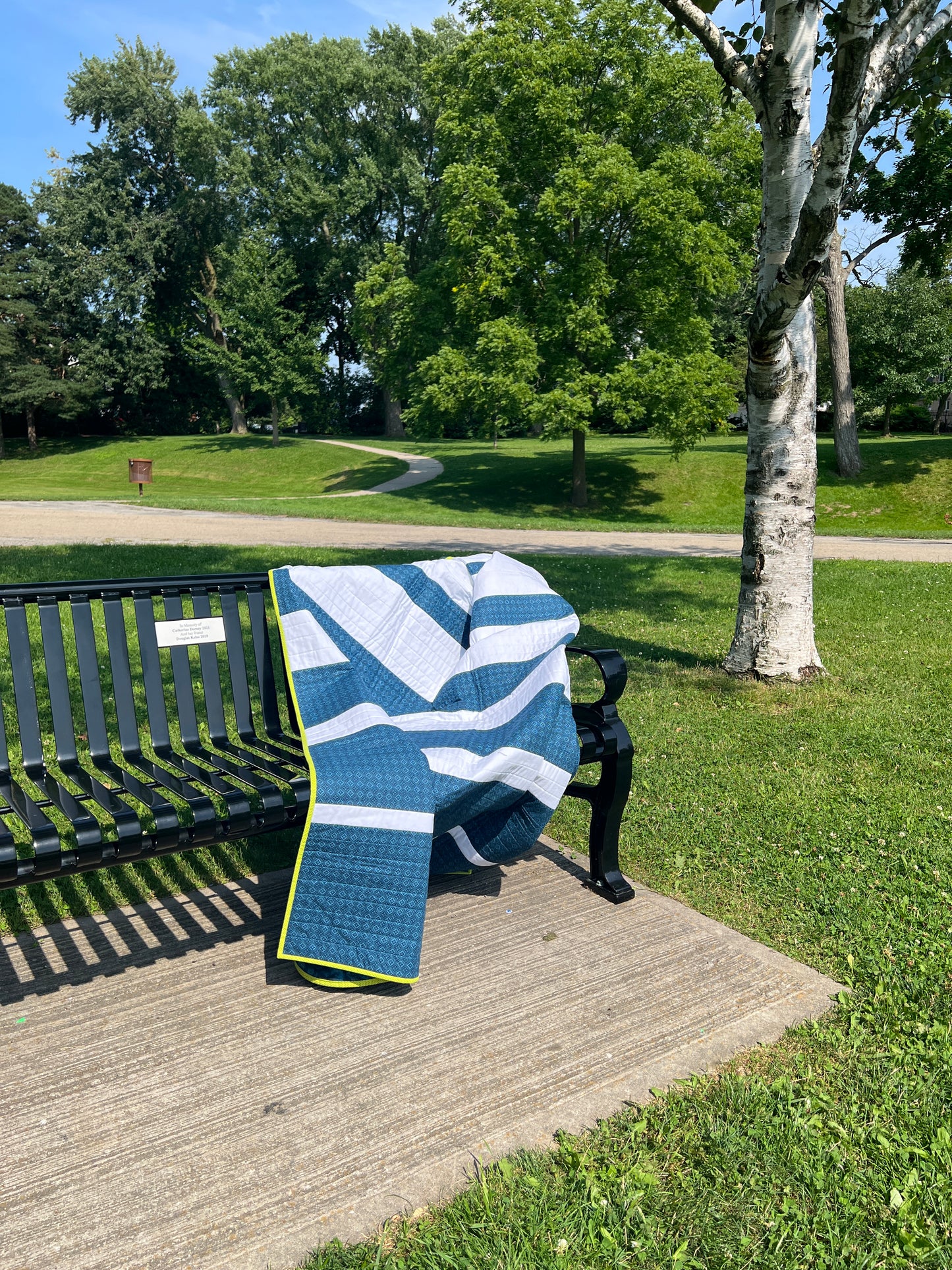Stripe Reversal — Custom Modern Handmade Throw Quilt by Karen Jantz 53" x 76"