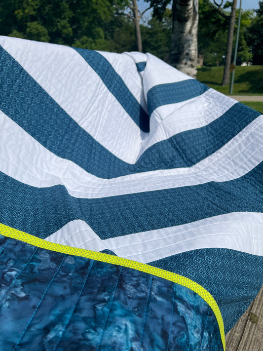 Stripe Reversal — Custom Modern Handmade Throw Quilt by Karen Jantz 53" x 76"