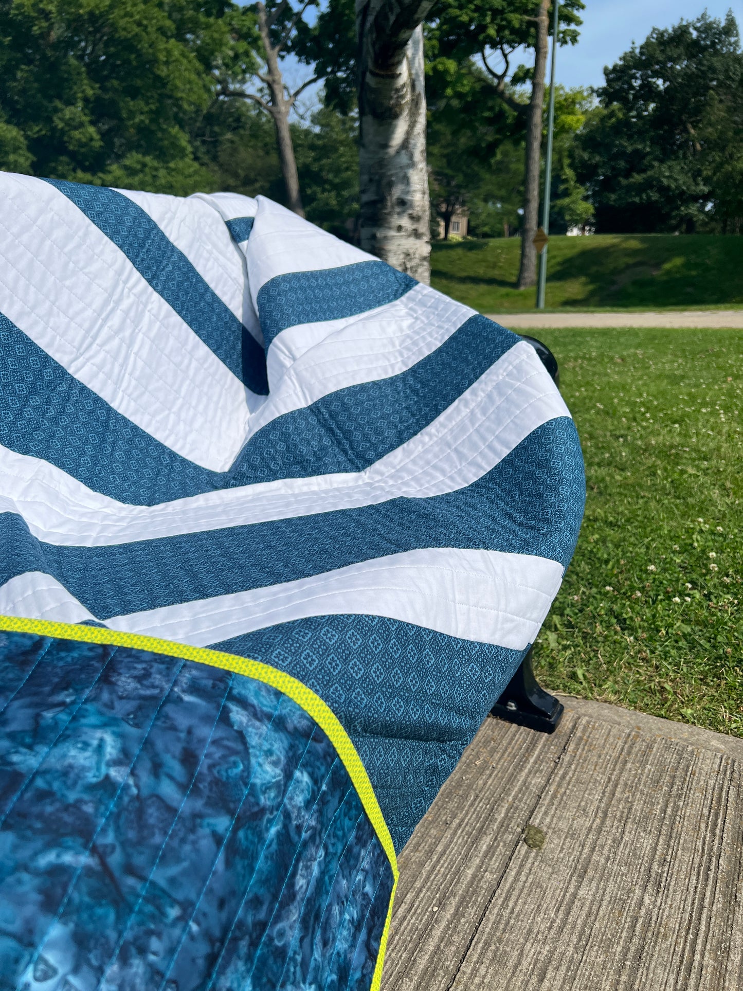 Stripe Reversal — Custom Modern Handmade Throw Quilt by Karen Jantz 53" x 76"