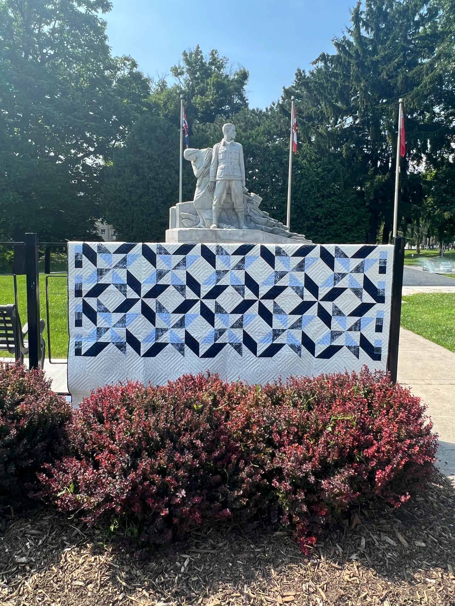 Sorella Queen Quilt Kit Version 2 / Blue Fusion Print w/ Navy and Light Blue with original pattern by Lorna Costantini