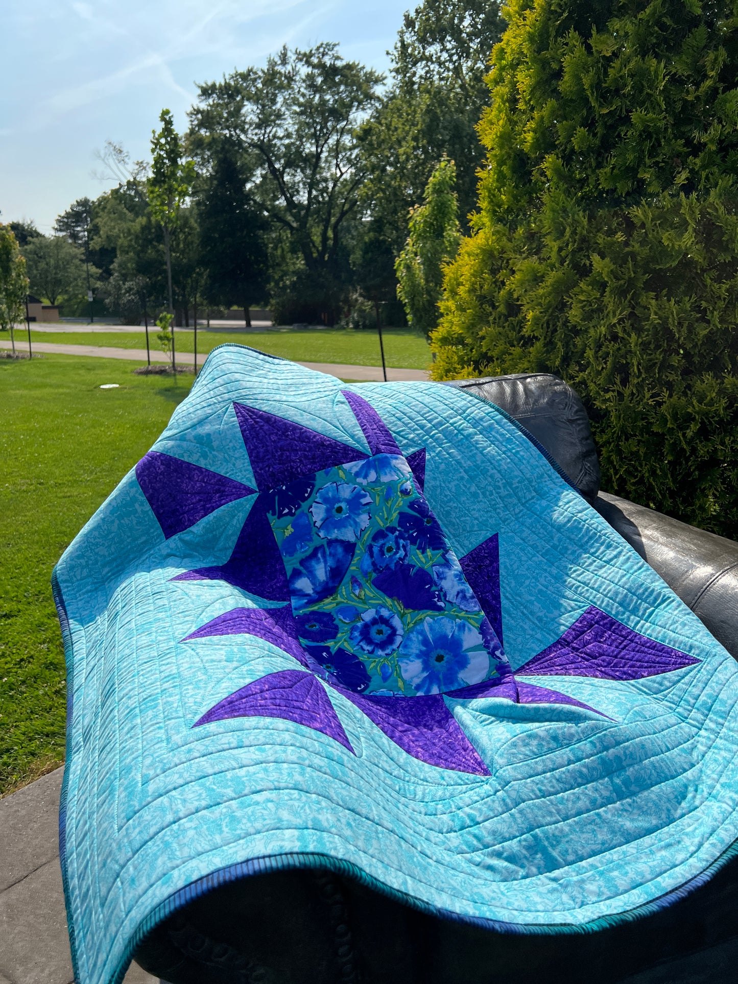 Dancing Around the Square - Custom Handmade Throw Quilt by Karen Jantz 48" x 48"