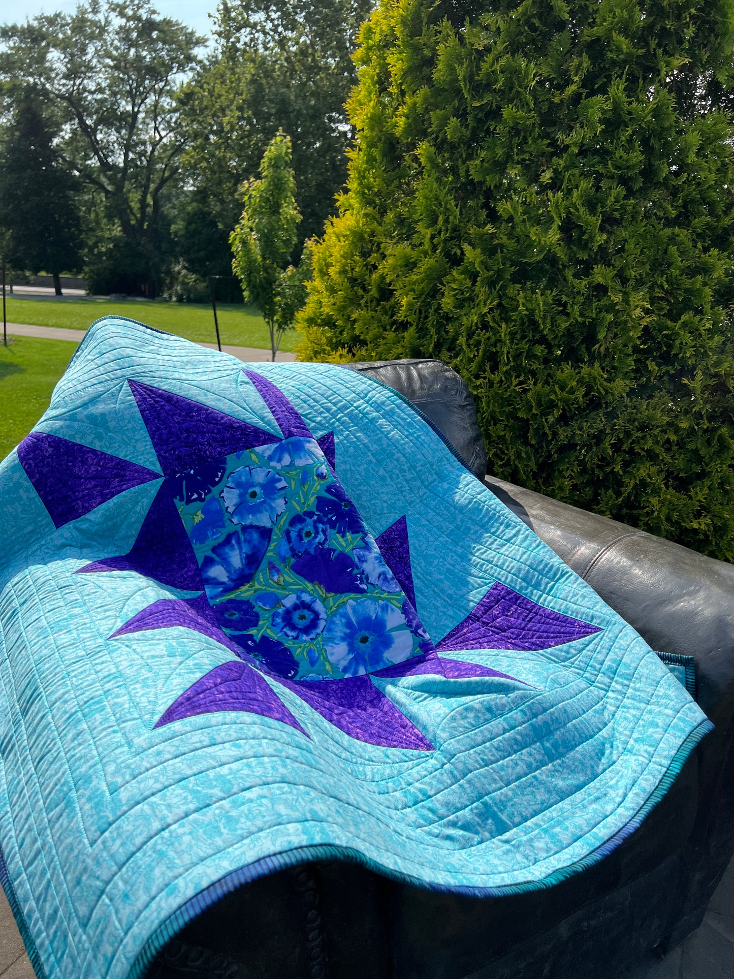 Dancing Around the Square - Custom Handmade Throw Quilt by Karen Jantz 48" x 48"