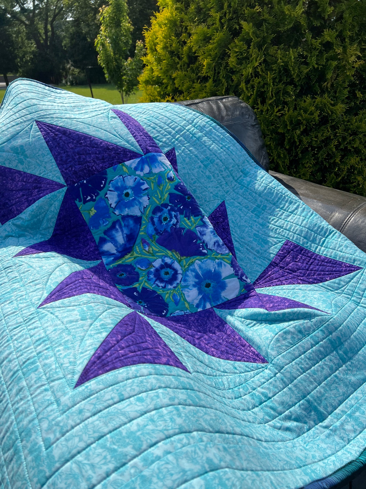 Dancing Around the Square - Custom Handmade Throw Quilt by Karen Jantz 48" x 48"