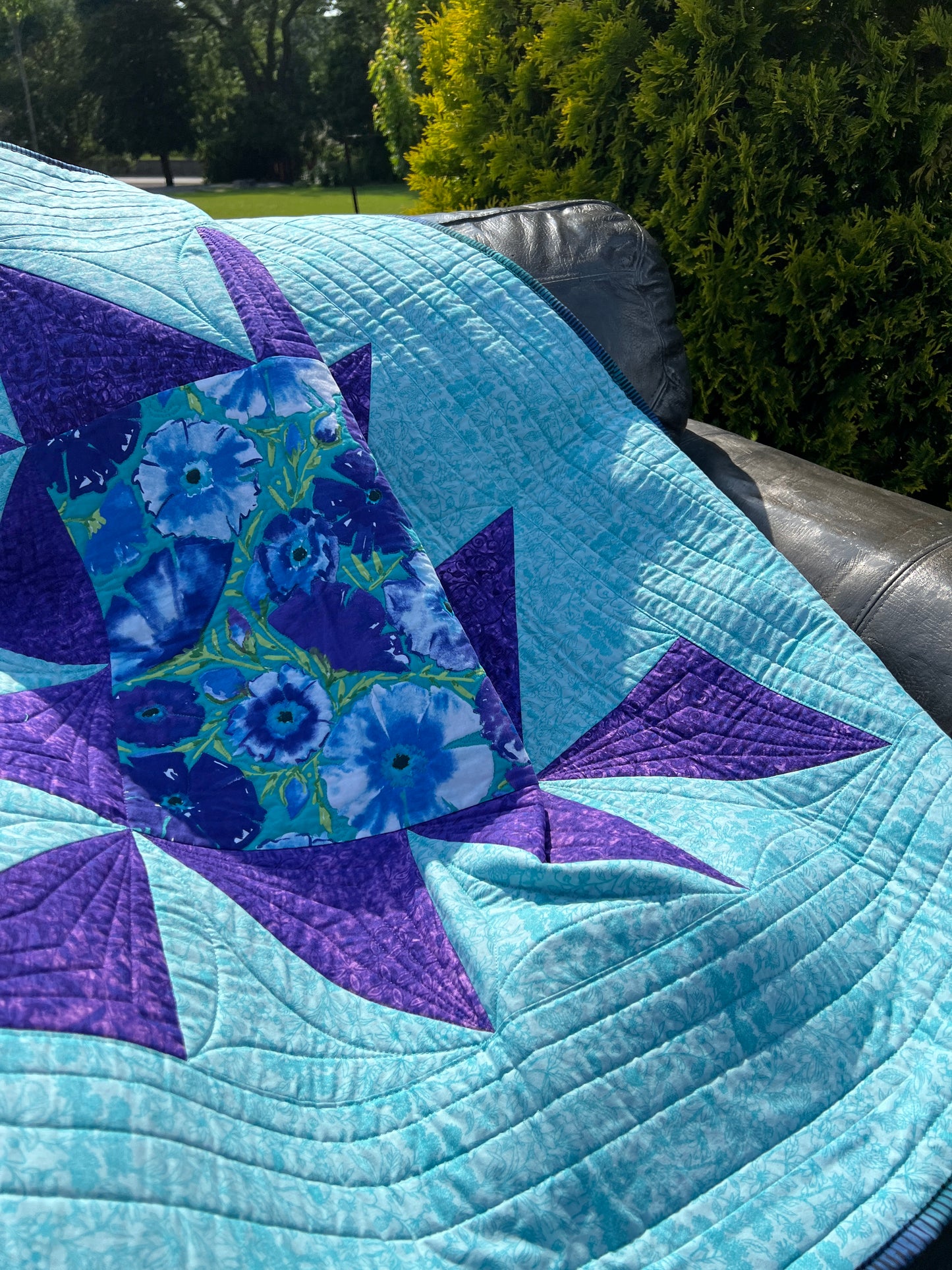 Dancing Around the Square - Custom Handmade Throw Quilt by Karen Jantz 48" x 48"