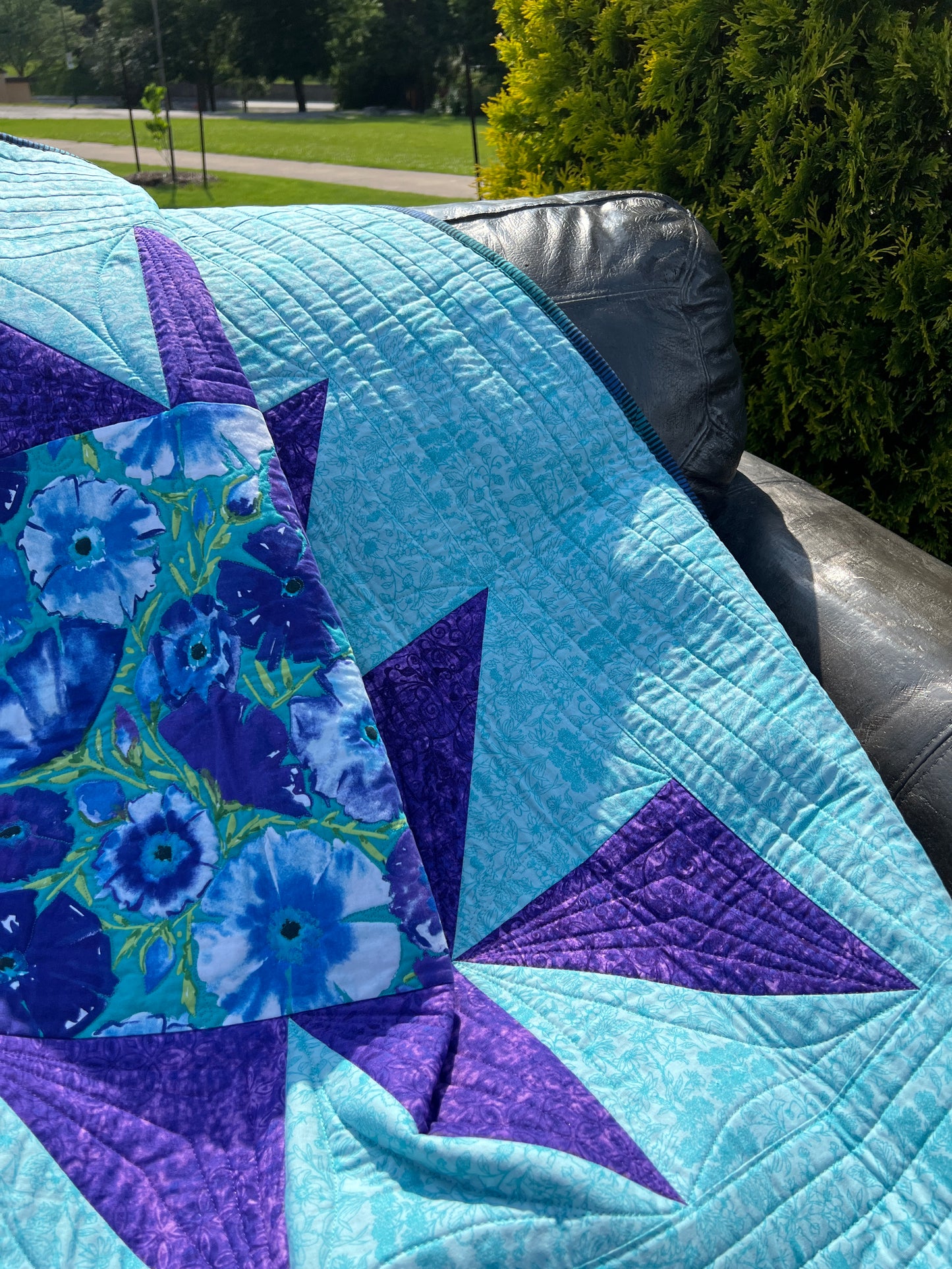 Dancing Around the Square - Custom Handmade Throw Quilt by Karen Jantz 48" x 48"