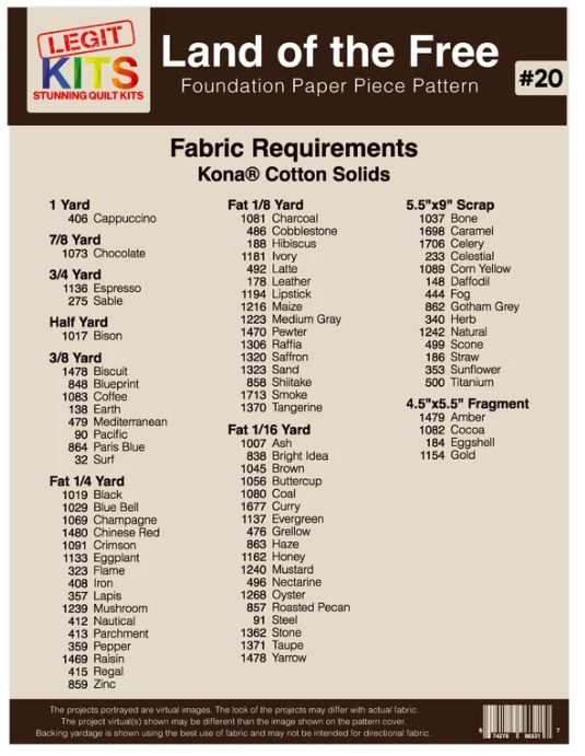 Legit Kits Land of the Free Pattern | Special Order