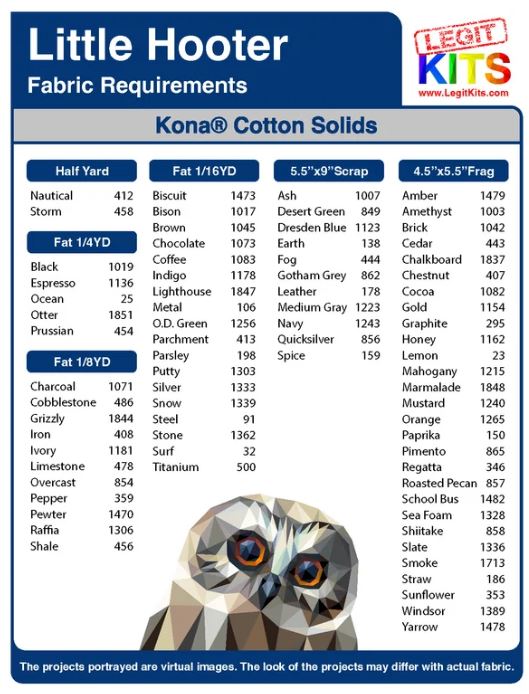 Legit Kits Little Hooter Pattern | Special Order