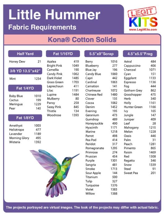 Legit Kits Little Hummer Pattern | Special Order