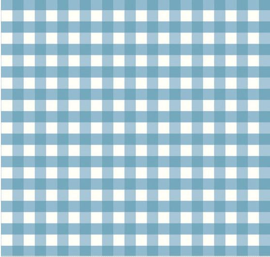 Love You to the Moon Gingham Blue Flannel  - Riley Blake Designs