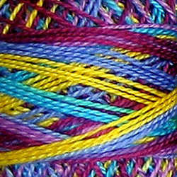 M32 Valdani Perle Cotton Size 12 / Spool 100M: VARIEGATED 100m Color No: M32 - Jewels