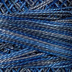 M46 Valdani Perle Cotton Size 12 / Spool 100M: VARIEGATED 100m Color No: M46 - Denim Light