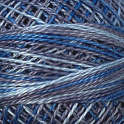 M68 Valdani Perle Cotton Size 12 / Spool 100M: VARIEGATED 100m Color No: M68 Blue Clouds