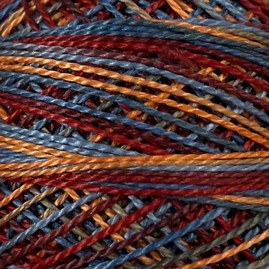 M74 Valdani Perle Cotton Size 12 / Spool 100M: VARIEGATED 100m Color No:M74 - Rooster Tail