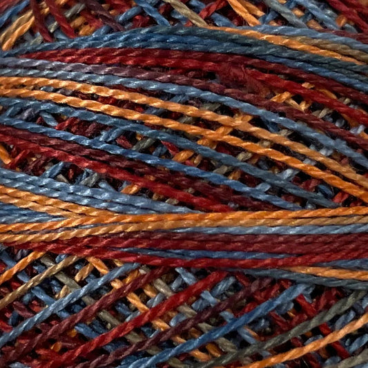 M74 Valdani Perle Cotton Size 12 / Spool 100M: VARIEGATED 100m Color No:M74 - Rooster Tail