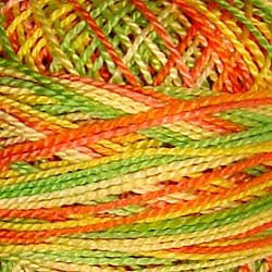 M8 Valdani Perle Cotton Size 12 / Spool 100M: VARIEGATED 100m Color No: M8 - Orange, Kiwi & Papaya