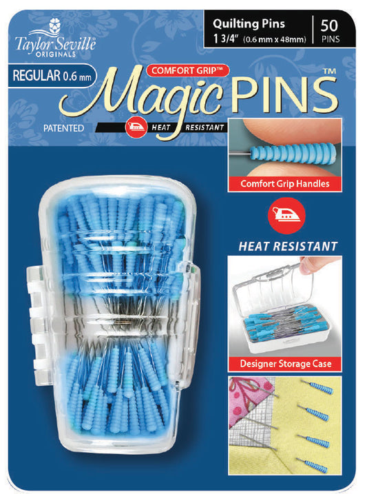 Taylor Seville Fine Magic Quilting Heat Resistant Pins, 50pc. - 6mm