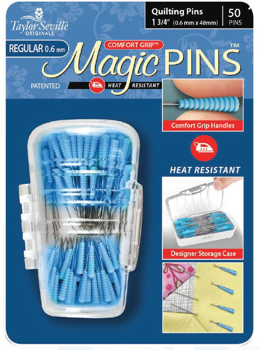 Taylor Seville Fine Magic Quilting Heat Resistant Pins, 50pc. - 6mm Valdani perle cotton size 12 thread spool for quilting an