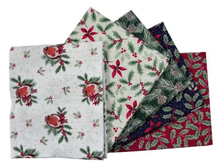 Merry Little Robin Fat Quarter Bundle - 5 Pieces | Make + Believe Fabrics