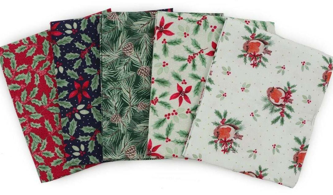 Merry Little Robin Fat Quarter Bundle - 5 Pieces | Make + Believe Fabrics