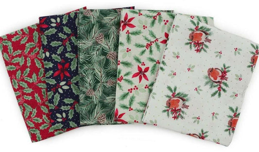 Merry Little Robin Fat Quarter Bundle - 5 Pieces | Make + Believe Fabrics