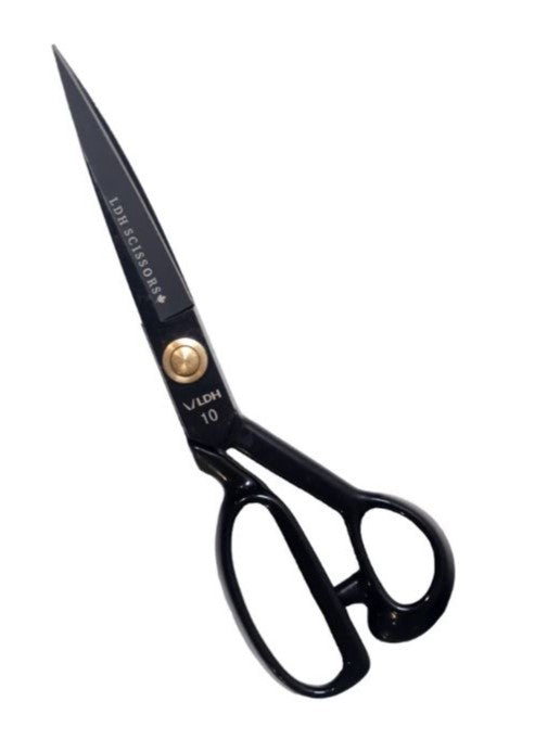 Midnight Edition Fabric Shears - 10" by LDH Scissors / FH10-R Valdani perle cotton size 12 thread spool for quilting and embr
